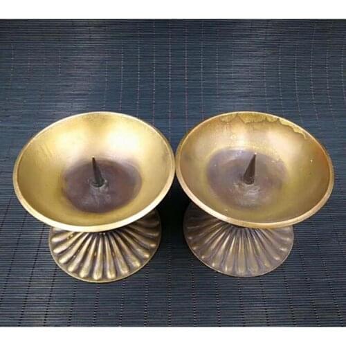 Chinese Old Pure brass candlestick oil lamp household decoration copper ware