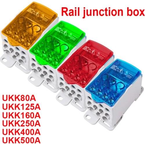 1Pcs UKK80A UKK125A UKK160A UKK250A UKK400A UKK500A Terminal Block 1 in many Out Din Rail distribution Box