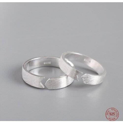 LKO Wire Drawing Design 925 Sterling Silver Fashion Arrow Adjustable Lovers Rings For Engagement Party Jewelry Ornaments