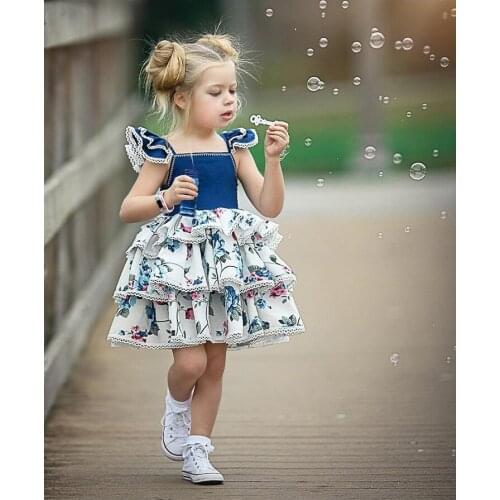 2018 New Tutu Dress Baby Girl Princess Birthday Party Dresses Printed Dress For Pageant Wedding Baby girls Clothes Infant 2-5Y