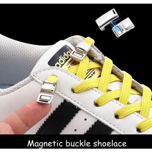 New upgrade magnetic lock buckle no laces metal lock buckle shoelaces sports children adult lazyshoelaces suitable for all shoes