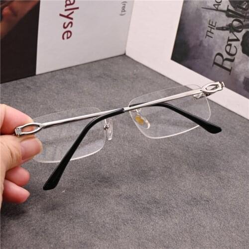 Vazrobe Rimless Eyeglasses Frames Male Women Brand Plain Glasses Men Gold Silver Alloy Spectacles for Prescription Optical Lens