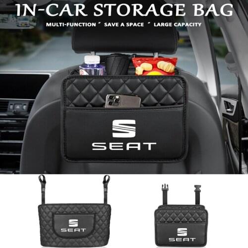 Car Seat Back Organizer Storage Bag Interior Parts Leather Bag Car ​Accessorie For Seat Leon Ibiza Ateca Formentor E-Racer Arona