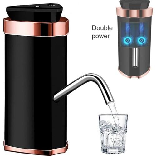 ZILU Portable Touch Double Pump Rechargeable Electric Water Pump with USB and Indicator Light for 4.5L - 18.9L Barrelled Water