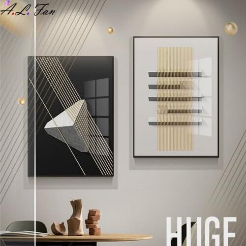 Simple geometric living room decoration painting abstract modern sofa background wall hanging painting model room wall painting