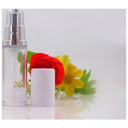 5ML clear airless bottle silver vacuum pump white lid lotion emulsion serum sample eye essence skin care sprayer toner packing