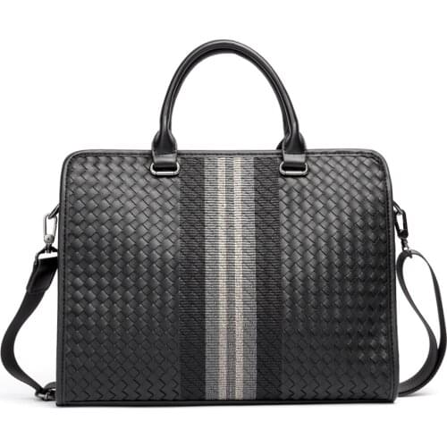 Luxury Handbags Mens Breifcase Business Computer Bag Men Shoulder Messenger Bag Designer Weave Leather Hand Tote Bolsos Hombre