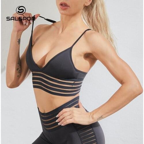 SALSPOR Ladies Sexy Push Up Striped Fitness Bra for Women Snake Print Leopard Print Seamless Underwear Gym Backless Bra Top