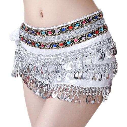 Women Practice Accessory Rectangle Velvet Hip Scarf Colorful Adjustable Fit Teardrop Paillettes Sequins Belly Dance Belts