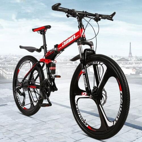 Three Knife Folding Mountain Bike 26Inch 27Speed Double Brake Shock Absorber Speed Shift Riding Male Female Student Bicycle