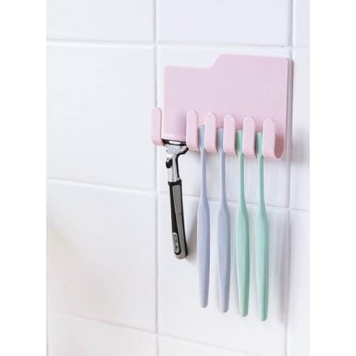 Shaving Rack 1Pcs Toothbrush Holder Toothpaste Hanging Bathroom Accessories Multifunction Wall Stand Hook Wall Mounted Plastic