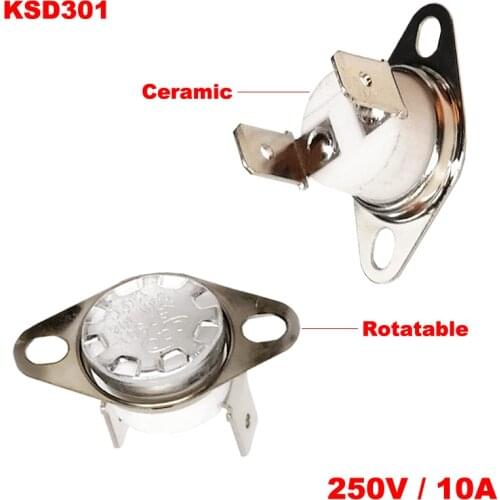 175 180 185 190 200 Degree 250V 10A KSD301 Rotatable Right Angle Ceramic Normal Closed NC Themostat Temperature Control Switch