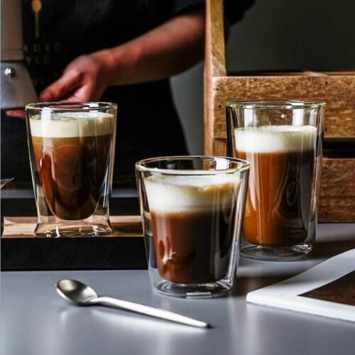 Heat Resistant Double Wall Glass Cup 200/250/350 Ml Milk Coffee Water TEA Cups Transparent Cup Wholesale Drink Glass Set