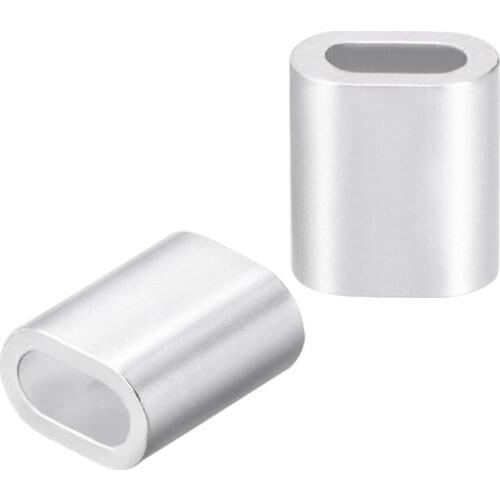 Uxcell 100Pcs Wire Rope M2 Aluminum Oval Sleeve 2.2mm(3/32 Inches) Steel Wire Rope Crimping Sleeves Clips Cable Ferrules