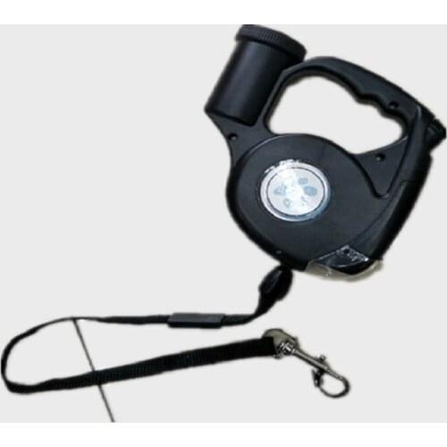 Pets scale with lamp bag telescopic belt pet tractor to pick up after 4.5 meters dog leash Red Blue Black