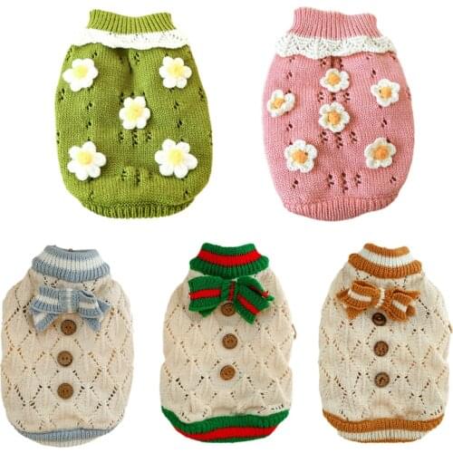 Sweet Puppy Dog Knitted Jumper Sweater Winter Warm Pet Clothes for Small Dogs Cat Clothing Pomeranian Maltese mascotas Pullovers
