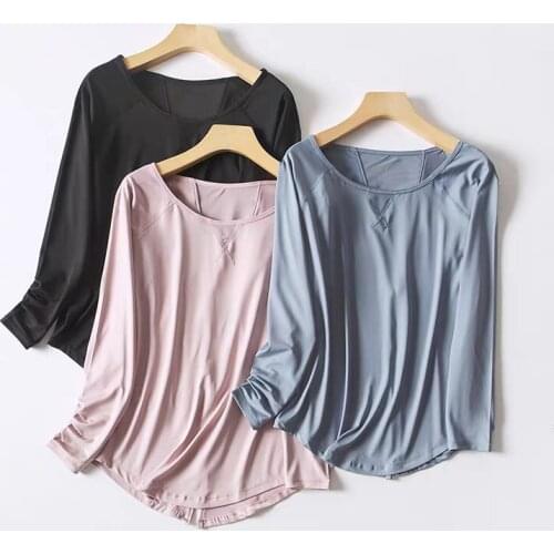 Women Sports Yoga Tops Loose Long-Sleeved T-shirt Quick Dry Fitness Shirt Training Blouse Sportswear Running T-shirts