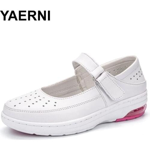 YAERN Womens Comfort Working Nurse Shoes Breathable Wedges Slip on Walking Sneaker Height Increasing Casual Hole Shoes forWomen