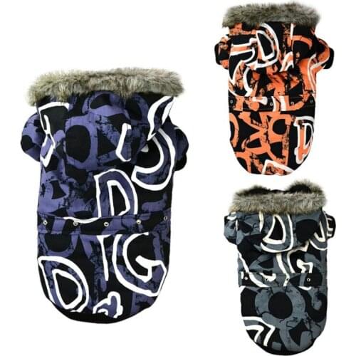 Winter Letter Dog Clothes Warm Padded Pet Dog Jacket Coat Puppy Chihuahua Clothing Cotton Hoodies For Small Medium Dogs Outfit