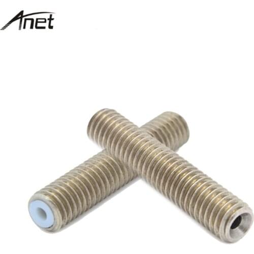 10PCS/lot PTFE Tube M6*40mm 3D Printer Parts Throat PTFE Pipe Inside Stainless Steel Feed Tube Throat For 1.75mm Makerbot MK8