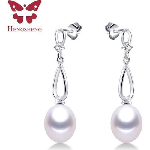 100% Natural Freshwater Pearl Drop Earrings For Women Fashion Silver 925 Elegant Pearl Jewelry High Luster