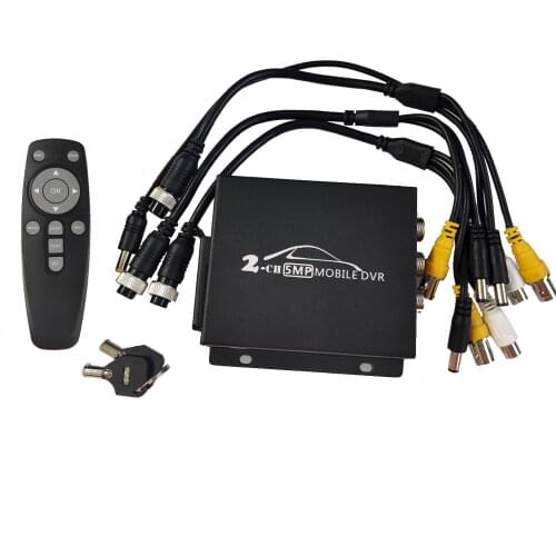 Newest 2CH AHD DVR Real-time HD 1080P 2 Channel Mobile DVR support 128GB/CVBS/AHD 5.0MP mini bus vehicle DVR with remote control