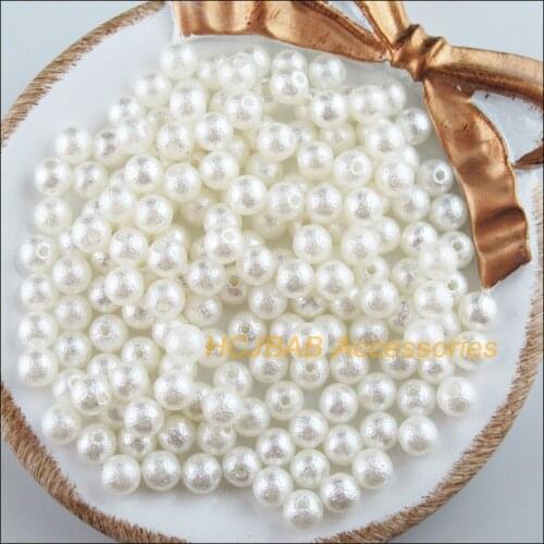 250Pcs White Colors Acrylic Wrinkled Round Spacer Beads Charms 6mm