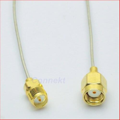 5pcs/lot RP-SMA female plug center to RP-SMA male semi-flexible RG047 0.047" cable 20cm
