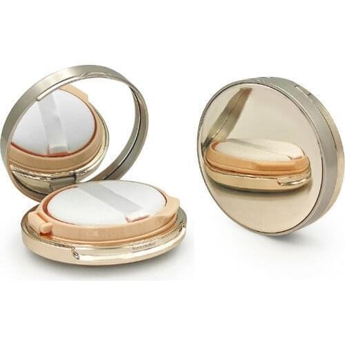 50pcs 15ml Empty Gold Makeup Powder Air Cushion BB Puff Container Round Cosmetic Cream Case with Powder Puff and Mirror