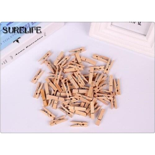500 Pcs Mini Wooden Clothes Photo Paper Peg Clothespin Laundry Hangers Wedding Party Natural Clip 2.5cm