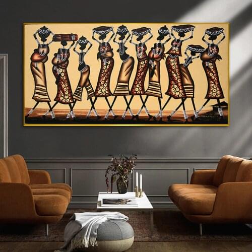 African Dancing Women Abstract Canvas Paintings On The Wall Art Posters And Prints Girls Cuadros Pictures For Home Decoration