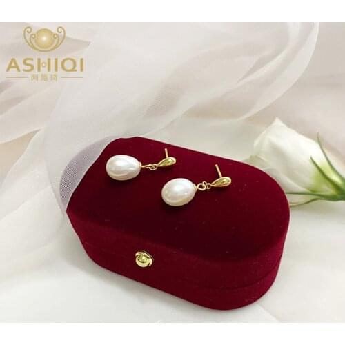 ASHIQI Natural Freshwater Pearl Earrings 925 Silver Jewelry for Women Gift New Trend 2021