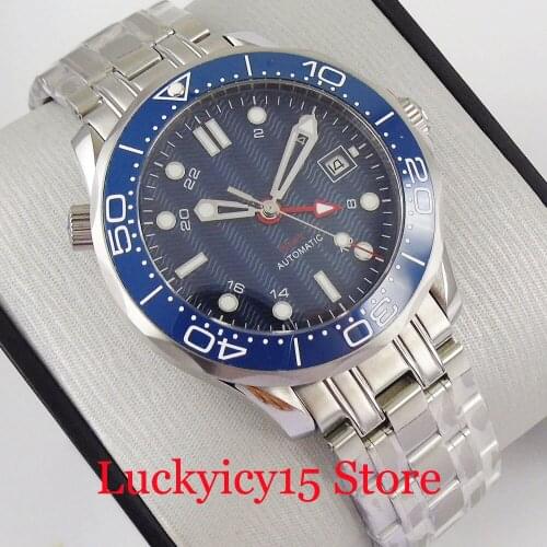 Blue BLIGER Brand Men Watch Sapphire Glass Rotating Bezel Luxury Style Automatic Movement