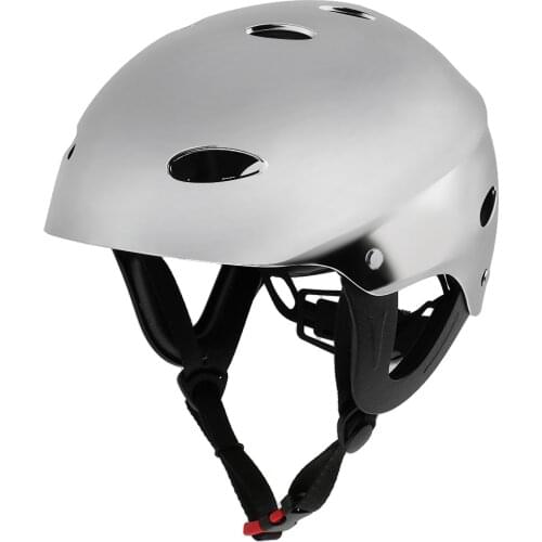 Large 58-62cm Bright Silver Lightweight Adjustable Safety Helmet with Air Vents for Water Sports Canoeing Kayaking Wakeboarding
