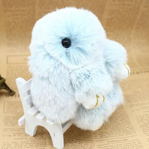 Handmade Fluffy Snowflake Color Bunny Rabbit KeyChains For Women Little Girls Kids Toy Bag Car Fur Key Chains Animal Jewelry