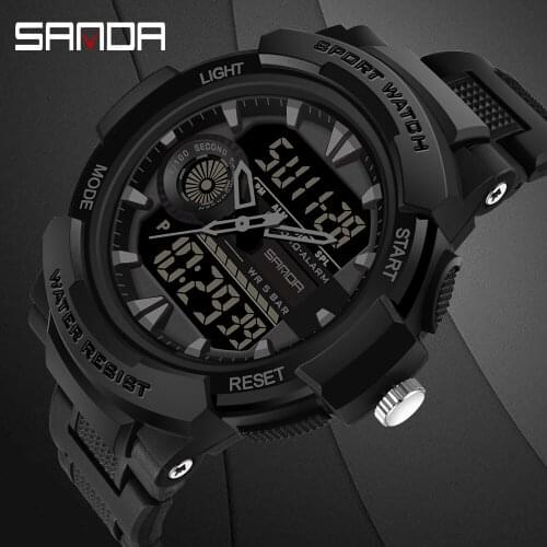 SANDA Military Watch For Men 50M Waterproof Clocks Luminous Hands Digital Wristwatches Multifunctional Chronograph Sport Watches