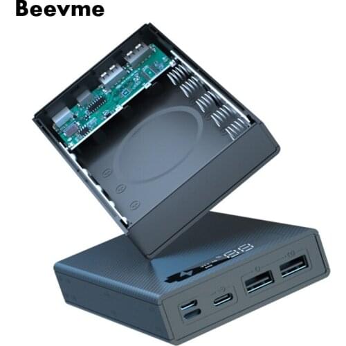 5*18650 Battery Power Bank Case External 5V Dual USB Type C Battery Charge Storage Box Shell For Charging Mobile Phones Portable