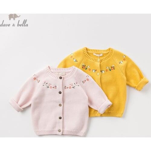 DBM11015 dave bella autumn infant baby girls fashion cardigan kids toddler coat children cute floral knitted sweater