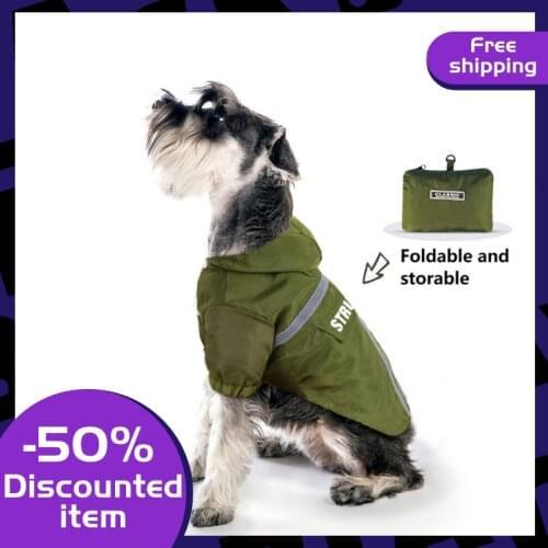 Pet Dog Raincoat Lightweight Rain Jacket With Zip And Reflective Straps Hoodie Waterproof Clothes Puppy Dog Rain Poncho Jacket