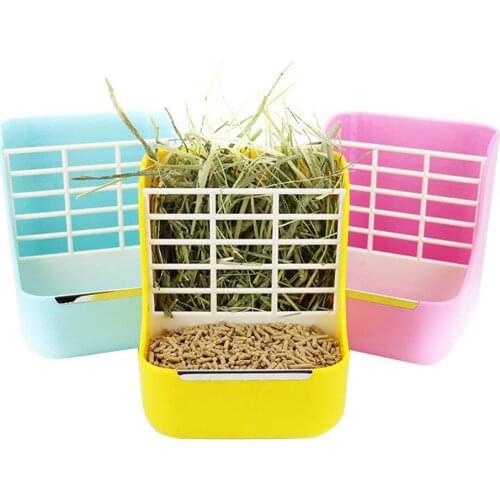 AsyPets Two-in-one Pet Food Feeder/Grass Rack Fixed Feeding Bowl for Hamster Rabbit Small Animal Supplies-30