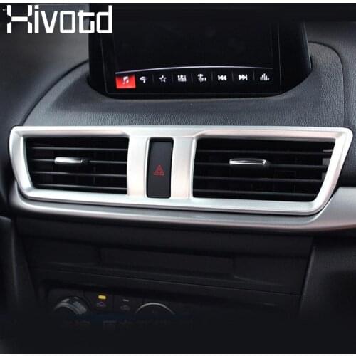 Hivotd For Mazda 3 Axela accessories hatchback sedan chrome Central control Air outlet Cover frame Interior Mouldings trim 2017