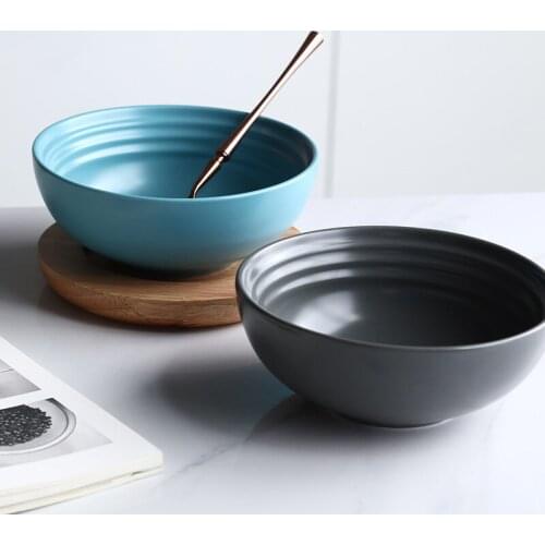 Spot Nordic Ins Ceramic Bowl Household Solid Color Simple 6 "dessert Bowl Soup Noodles Bowl Restaurant Ceramic Tableware