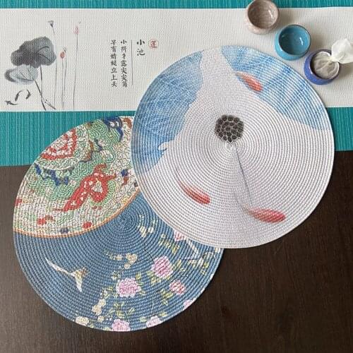 Chinese style table mat creative placemat Chinese printing waterproof and oil-proof dinner plate mat round placemat spot