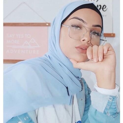 Summer muslim soild color scarf hijab for women bubble chiffon headscarf turban female head wrap shawls and wraps foulard femme