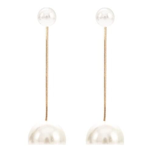 Fashion Elegant Large Small Two Pearl Long Earrings For Women Charm Drop Earrings Wedding Party Gift Jewelry Accessories