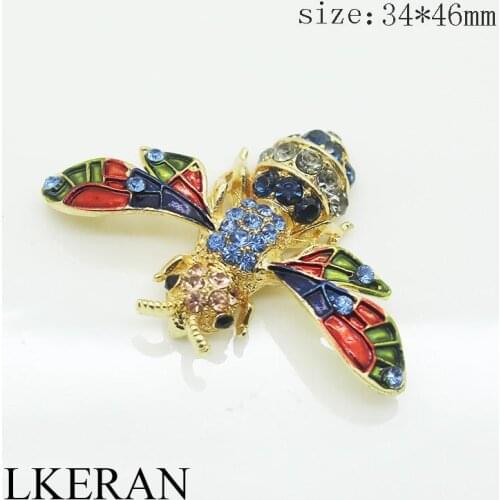 Fashion 5pcs/lot Rhinestone Insects Buttons Bee Buckles Badge Brooch Pin Buttons for Clothing Women DIY Aceessories Bag Shoes