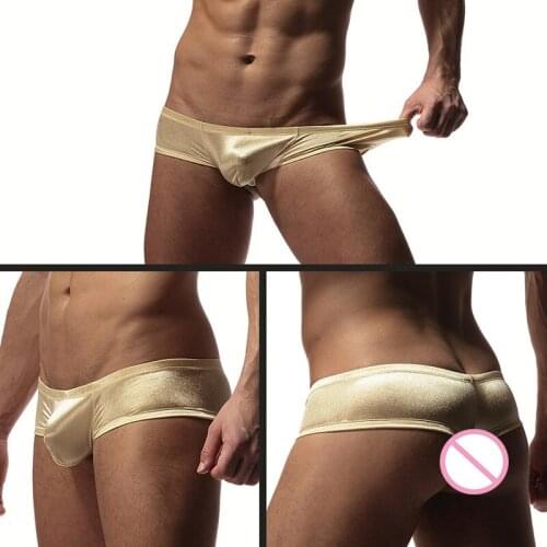 Men Mini Boxer Short Men Sexy PU Leather Bright Shine Boxers Guy Male Bulge Pouch Trunks C-covex Tight Panties Low Waist Boxers