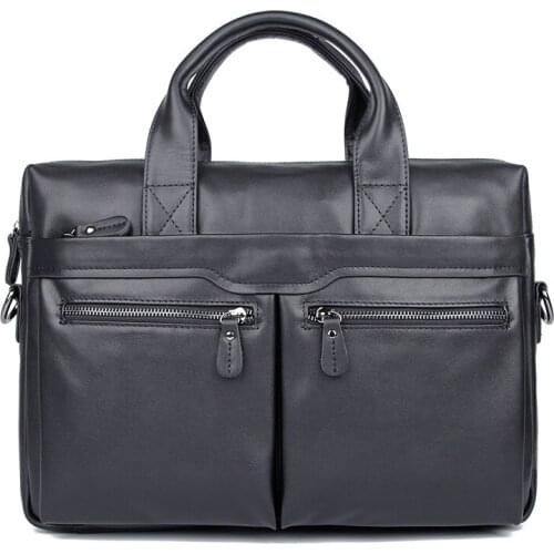 Man Briefcases Shoulder Bags Genuine Leather 14" Business Laptop Bag Men Travel Crossbody Casual Tote Hand Bags Male