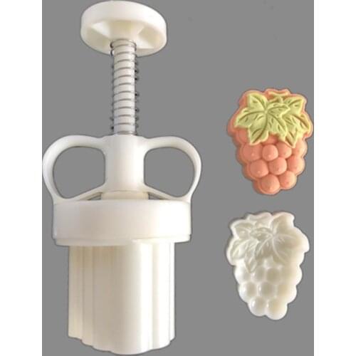 M17D DIY 3D Mooncake Mold Set 50g Grape Pattern Shaped Moon Cake Plastic Mold Press Safe Cookie Molds for Mid-Autumn Festival
