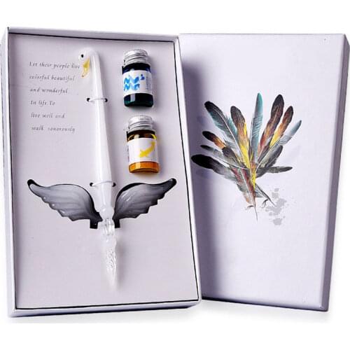 4 Pcs Crystal Glass Pen Set with Pen Holder 2 Ink Dip Pen for Signature Art Writing Drawing New Arrival
